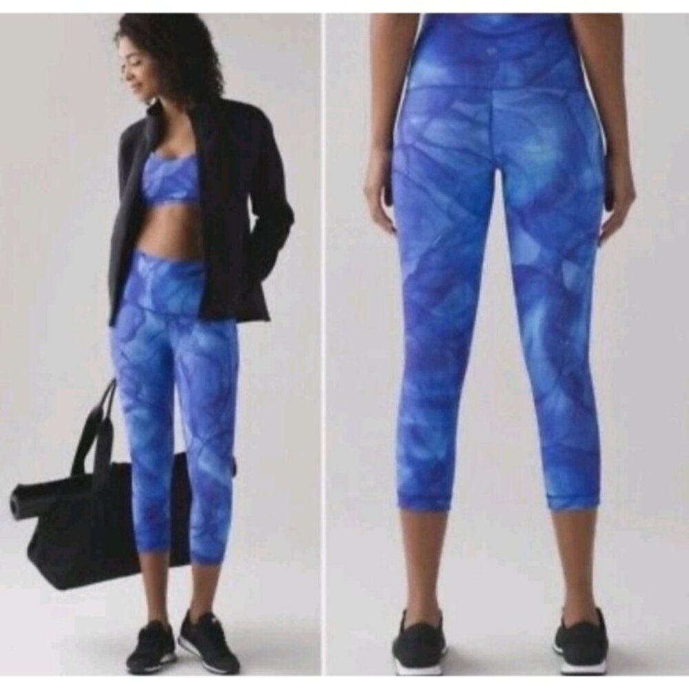 Worn Once! Lululemon Wunder Under Pant Leggings Midnight Tulle Blue Sz 6 Rare